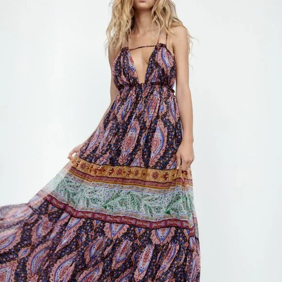 Zara Paisley Print Flowy Maxi Dress - Picture 15 of 16